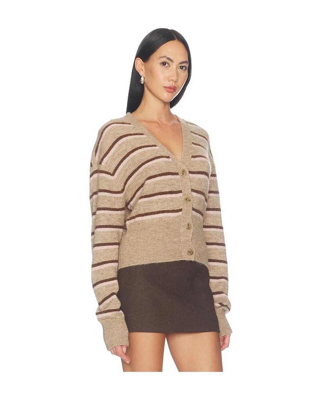 Lovers + Friends Natural Haidee Striped Cardigan