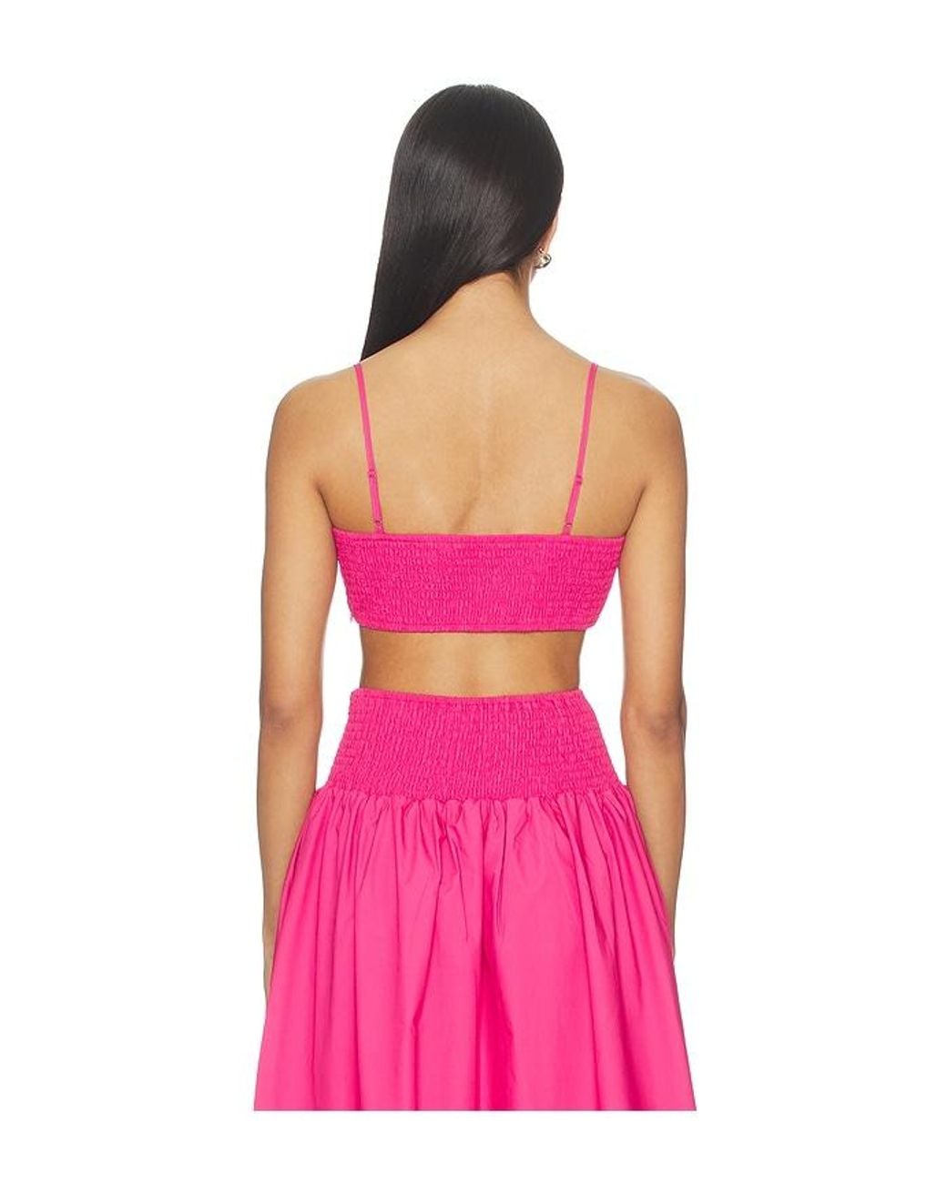 Susana Monaco Pink Poplin Crop String Top