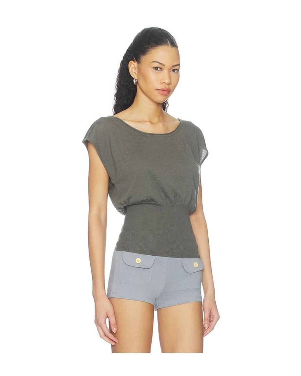 Oddli Gray Lightweight Knit Dolman Top