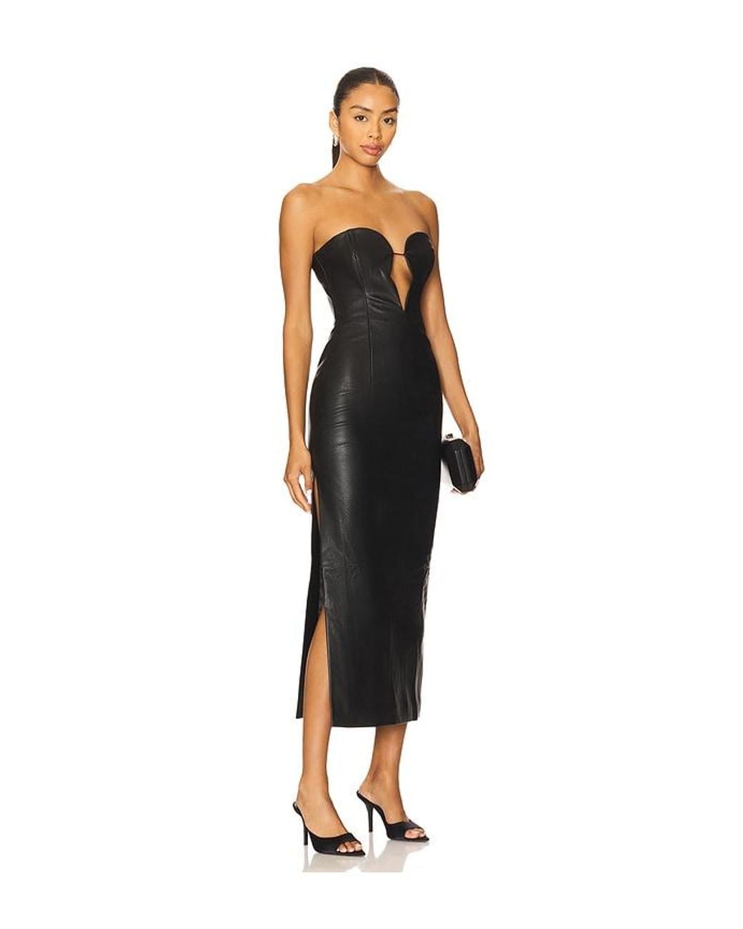 Bardot Black Eleni Faux Leather Midi Dress