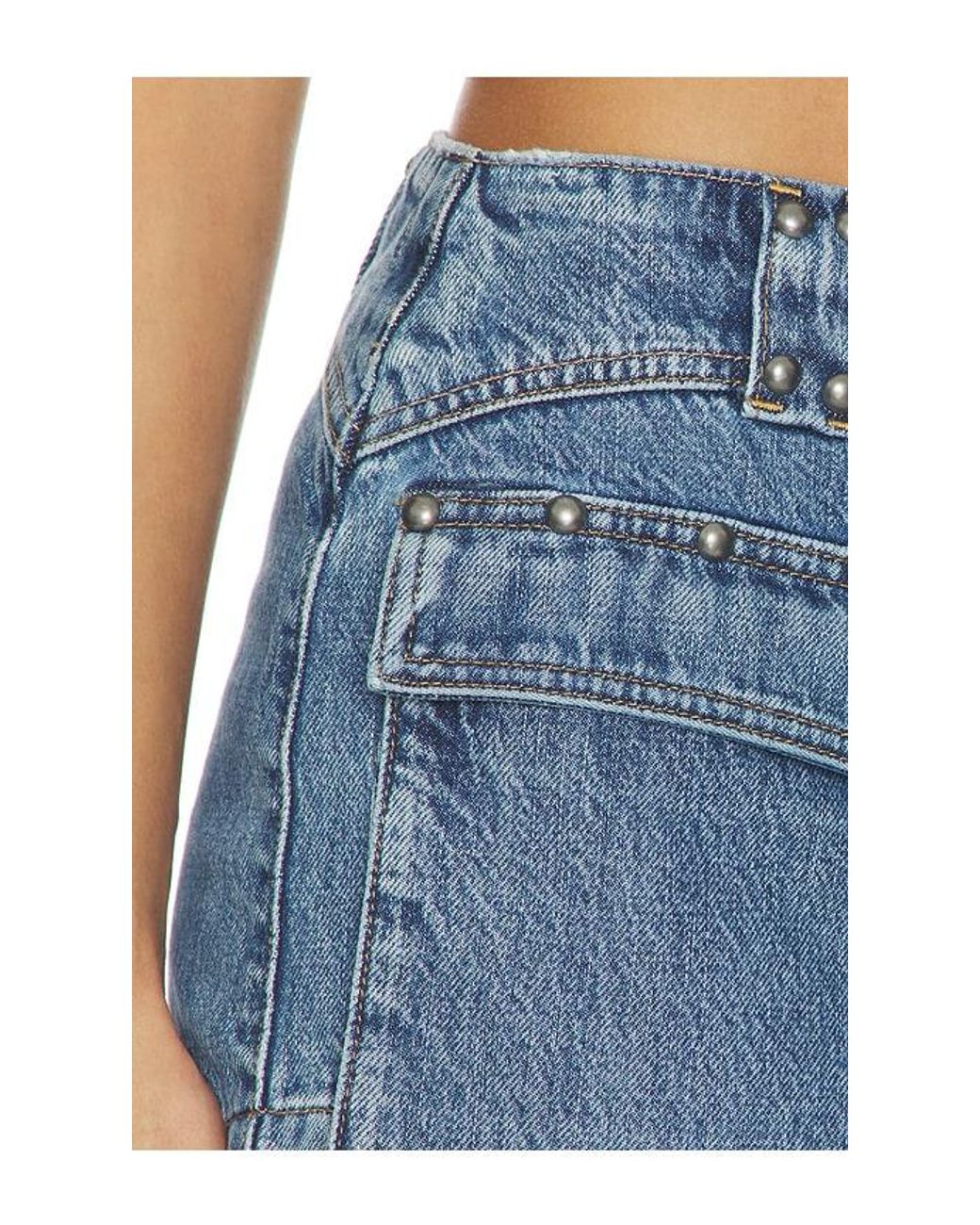 Free People Blue X We The Free Hera Studded Denim Mini Skirt