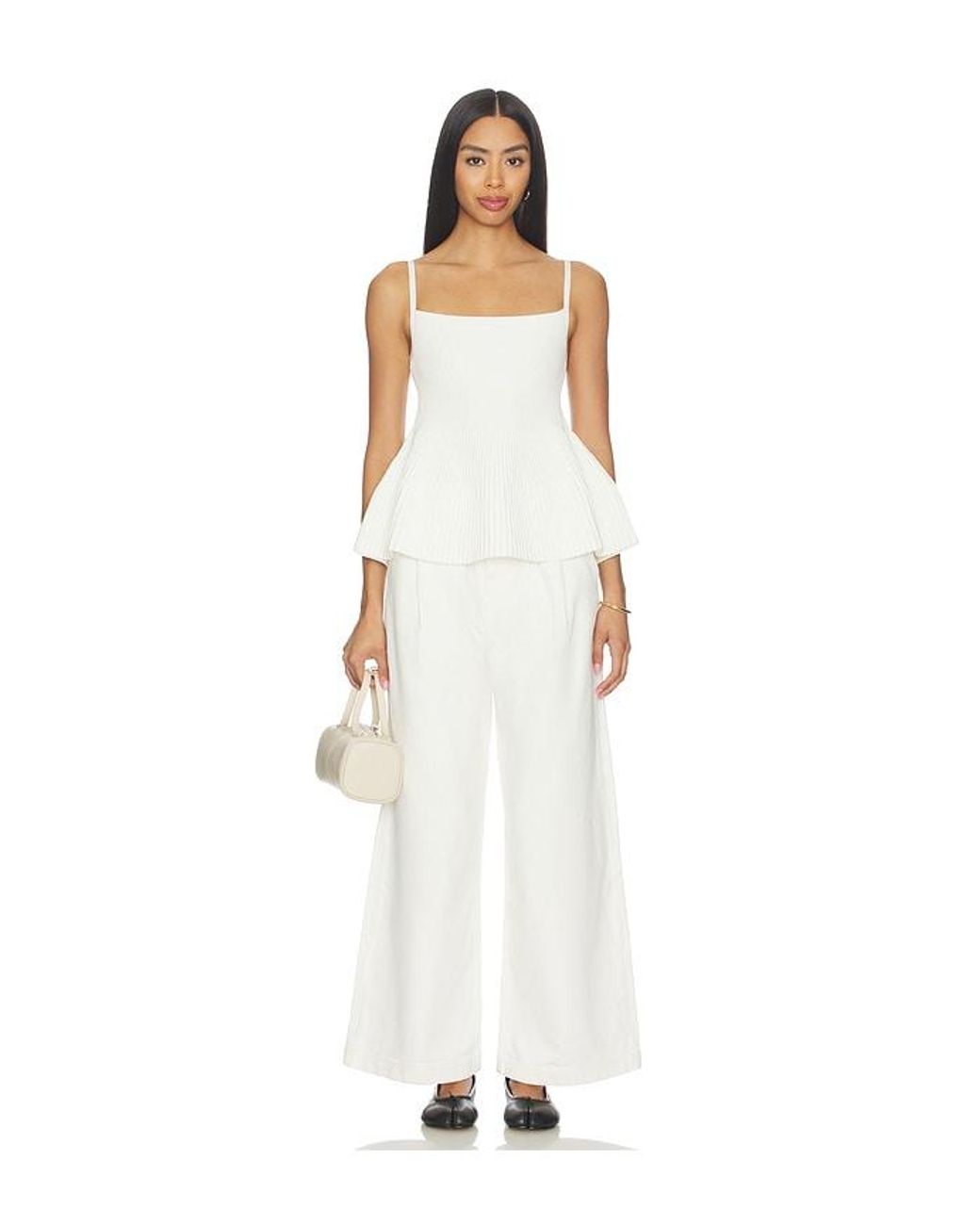 DL1961 White Dl Peplum Tank Instasculpt Rib
