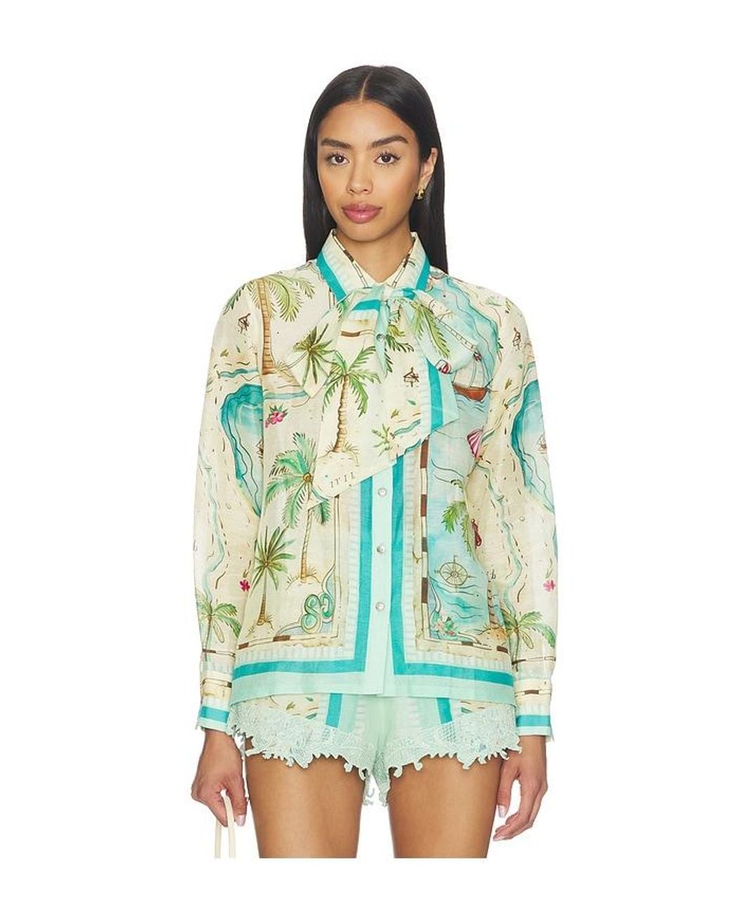 Blusa Peacock Short And Blouse En Color Mint, Talla (También En M, S, Xs) FALGUNI SHANE PEACOCK de color Blue
