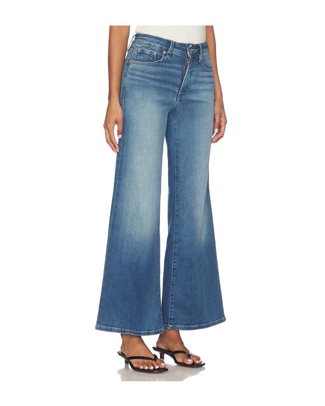 GOOD AMERICAN Blue Soft Tech High Palazzo Ankle Jeans