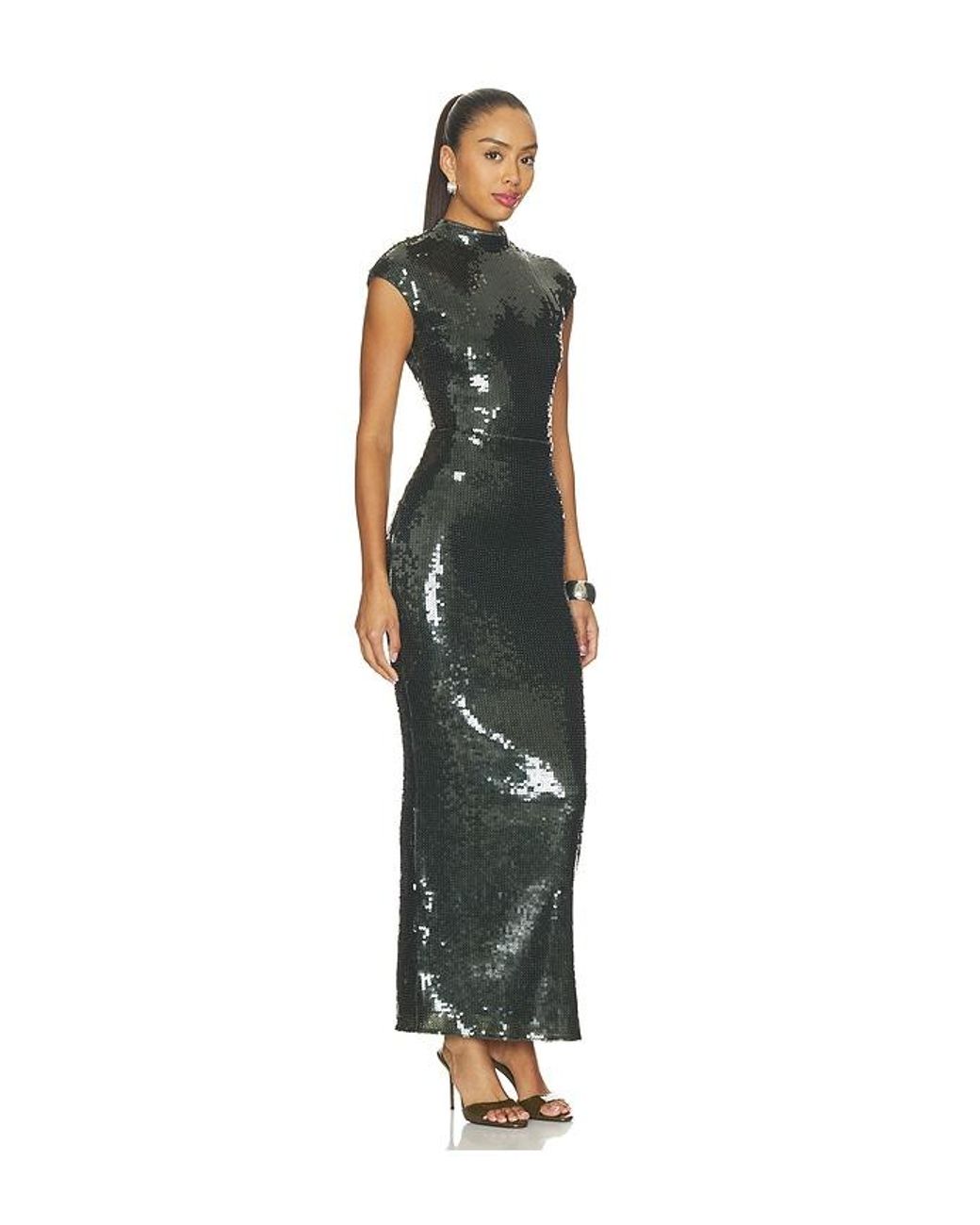 ROTATE BIRGER CHRISTENSEN Multicolor Sequins Maxi Train Dress