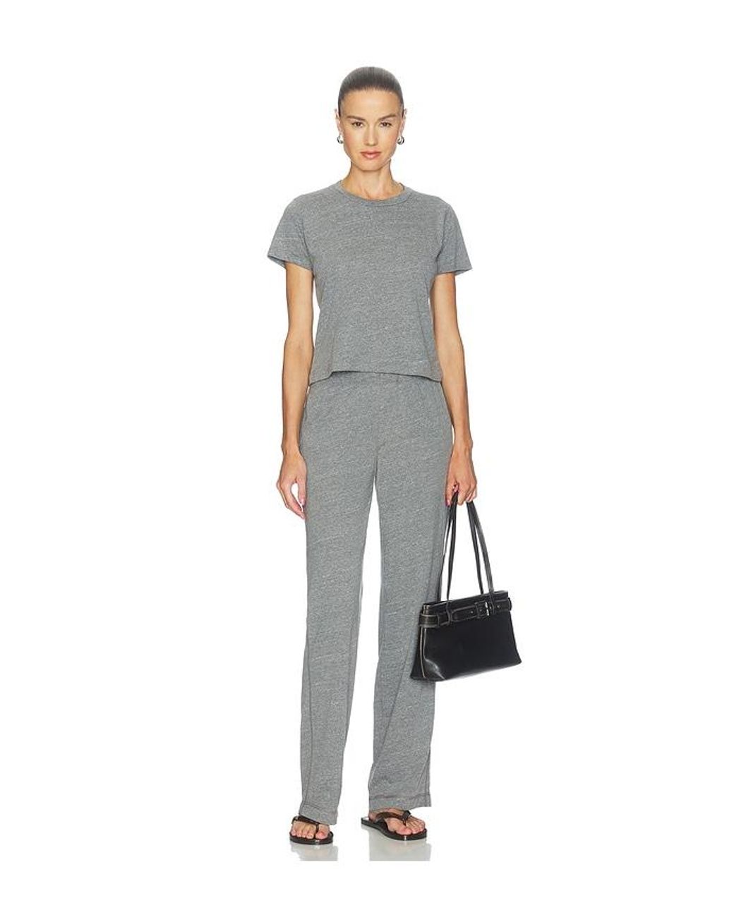 ÉTERNE Gray Tri-Blend Jersey Short Sleeve Boxy Tee