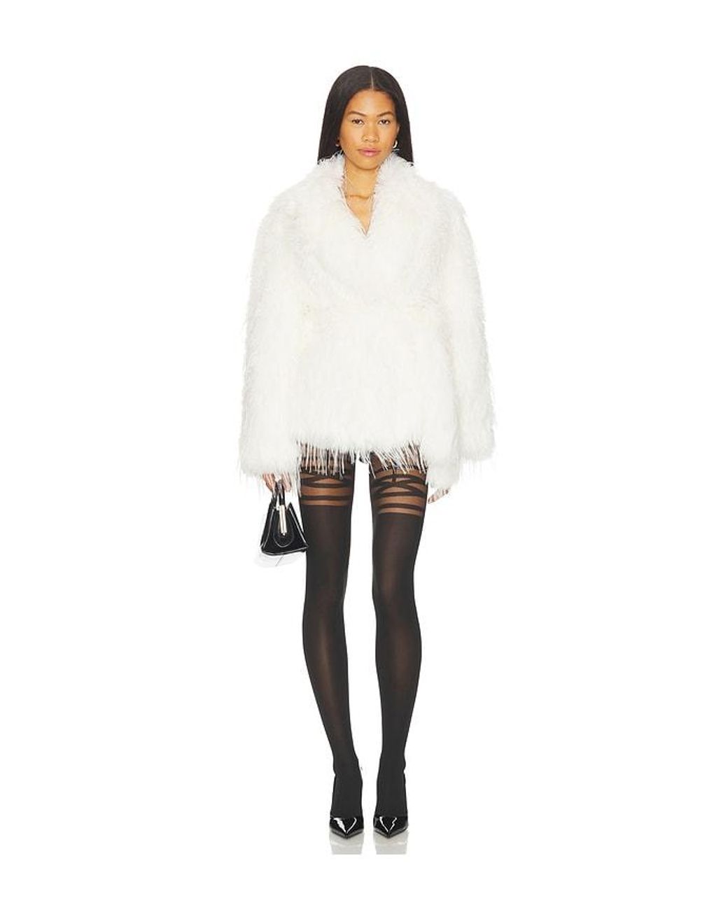 Lamarque White Isla Faux Fur Coat