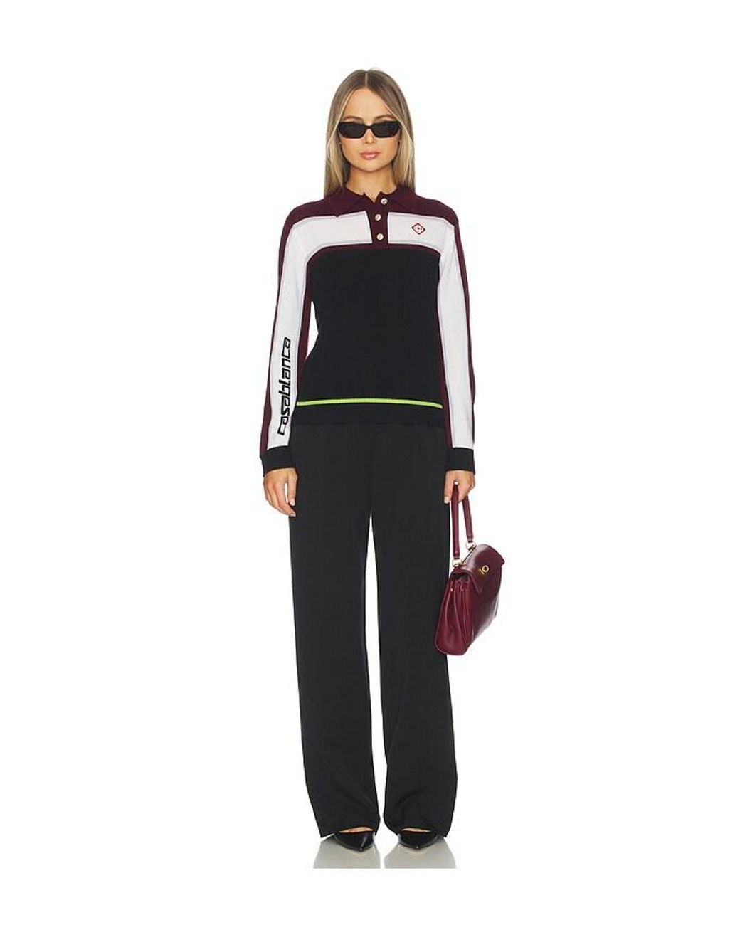 Casablanca Black Striped Oversized Polo Shirt