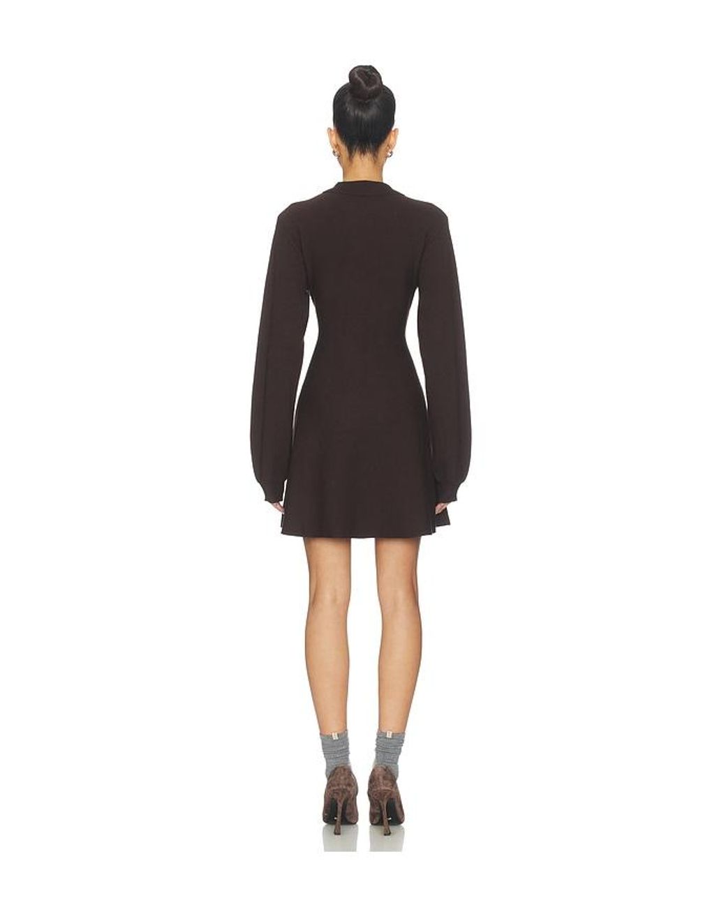 ROTATE BIRGER CHRISTENSEN Black Slinky Knit Polo Dress