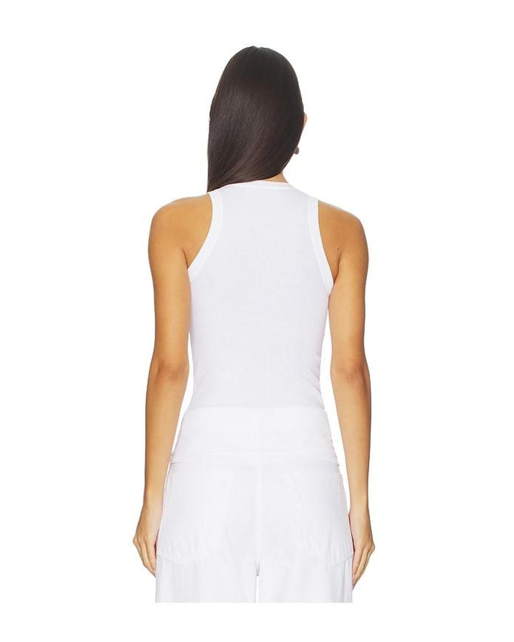 AYA MUSE White Simple High Neck Tank Top