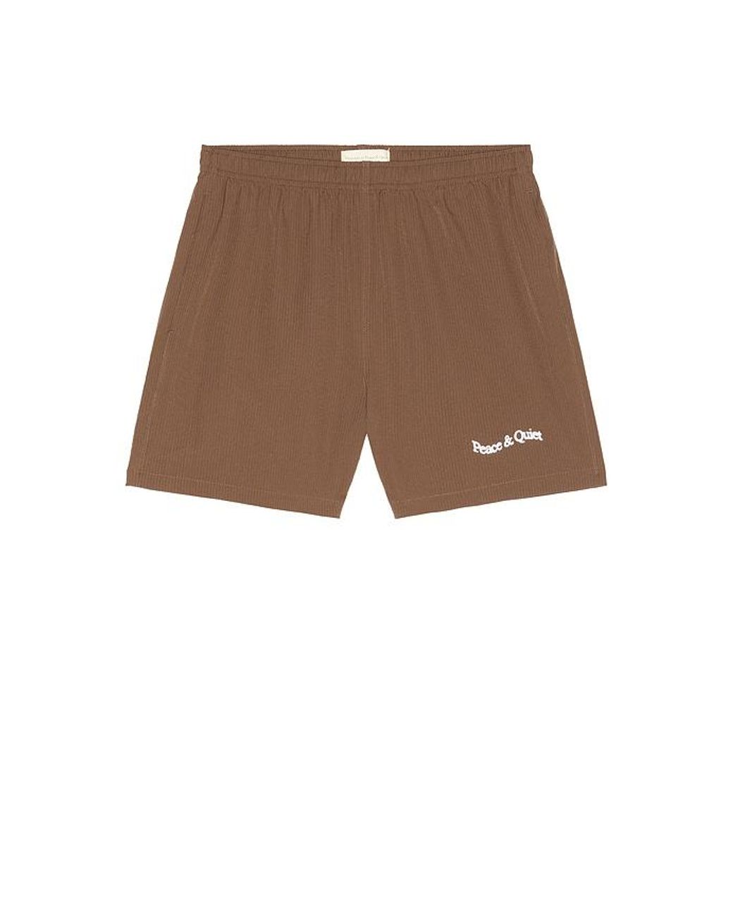 Museum of Peace & Quiet Brown Wordmark Seersucker Shorts for men