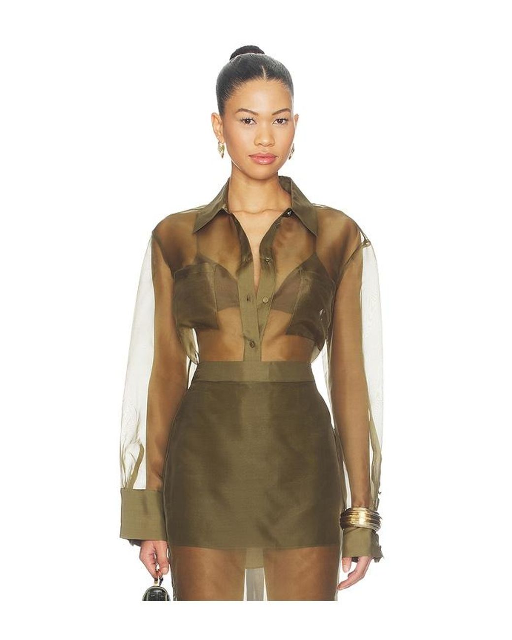 SER.O.YA Green Estella Silk Top