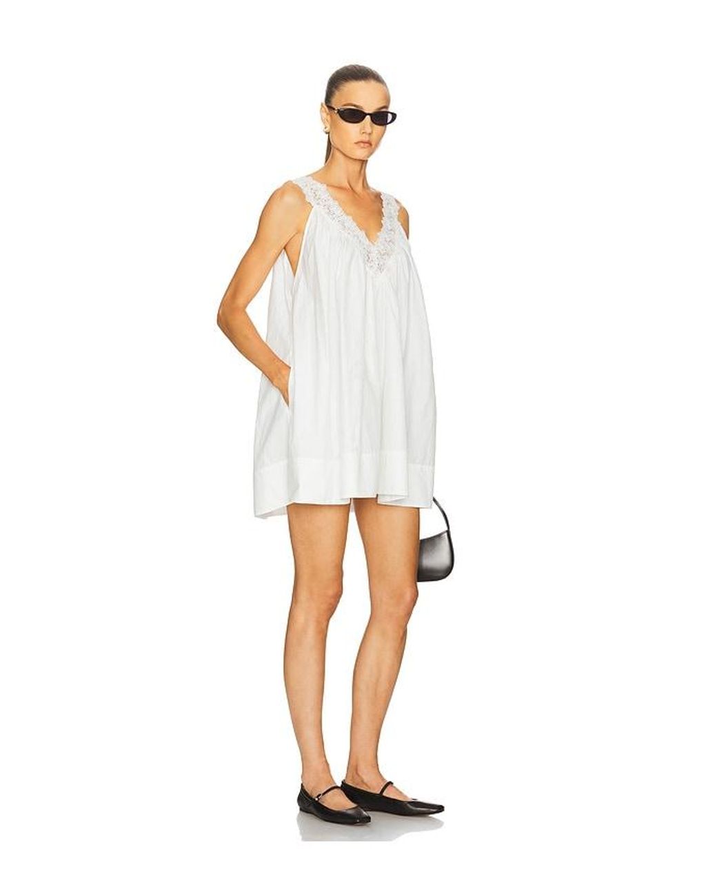 Helsa White Mini Dress With Lace