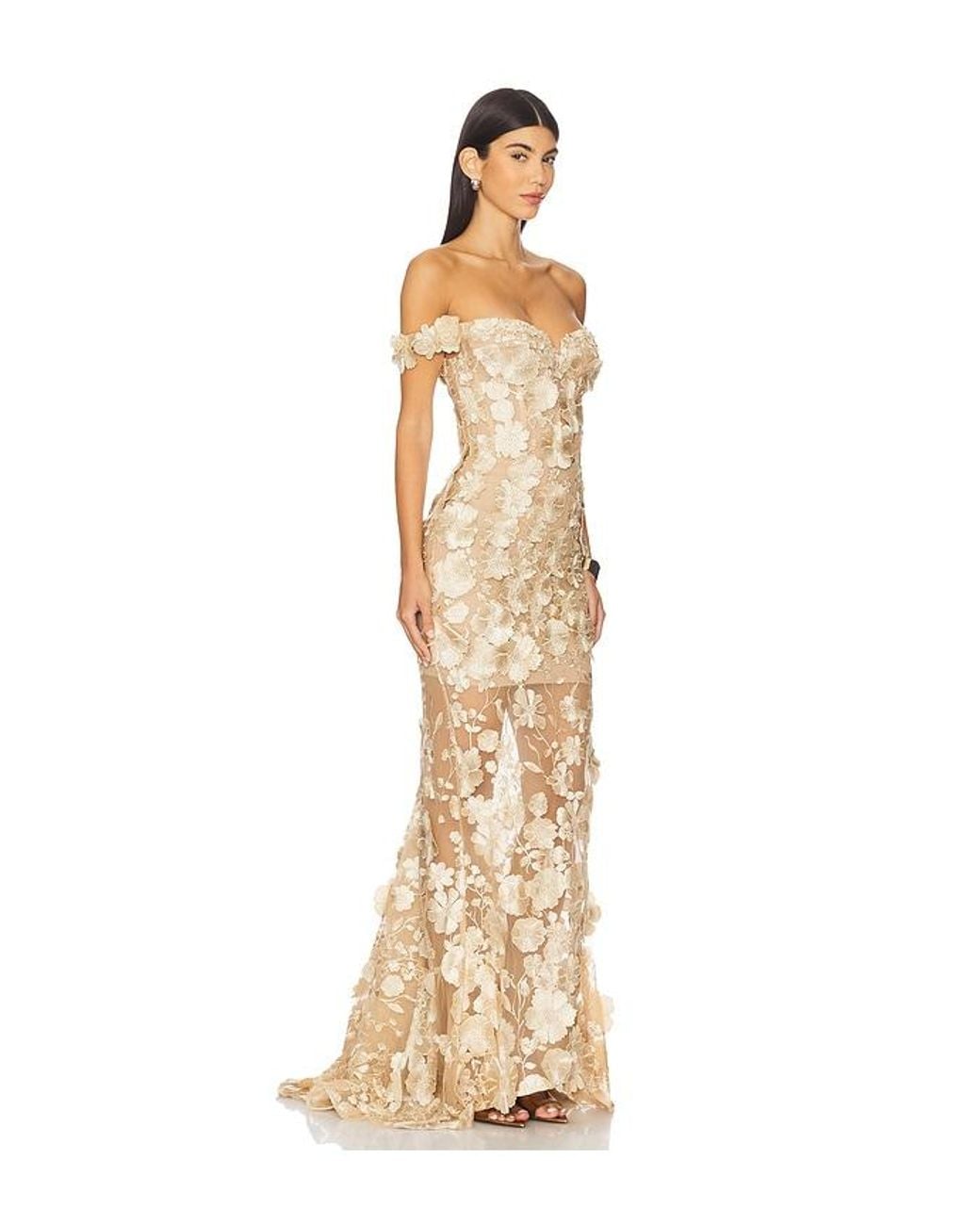 Bronx and Banco Metallic Jasmine Off The Shoulder Gown