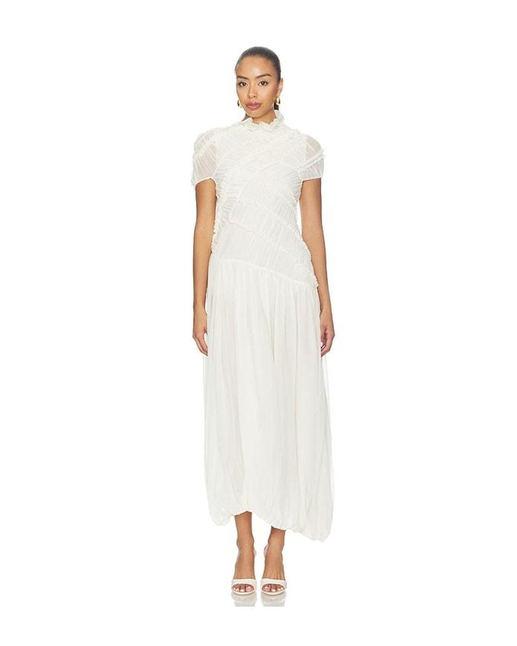 Magda Butrym White Sheer Asymmetrical Dress