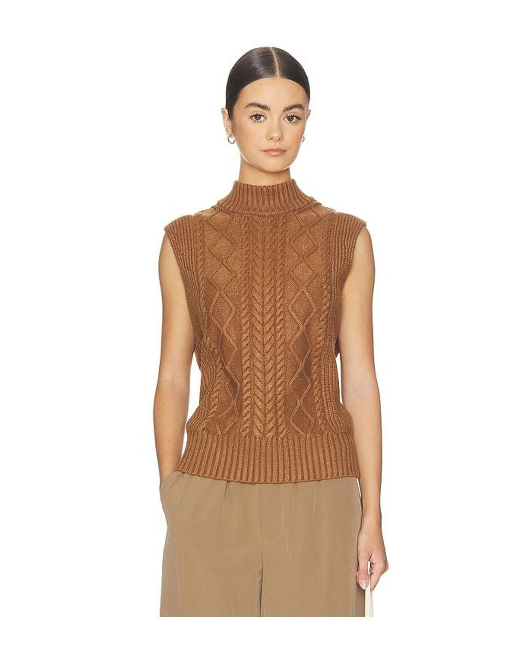 Varley Brown Joilette Roll Neck Vest Top