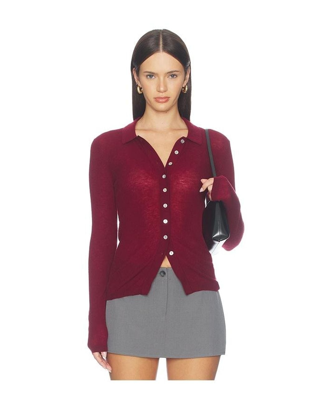 Pistola Red Korey Merino Blend Featherwight Rib Cardigan