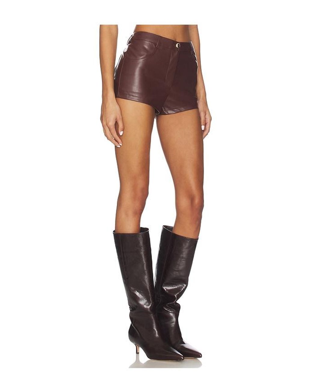 superdown Brown Kayla Faux Leather Short Set