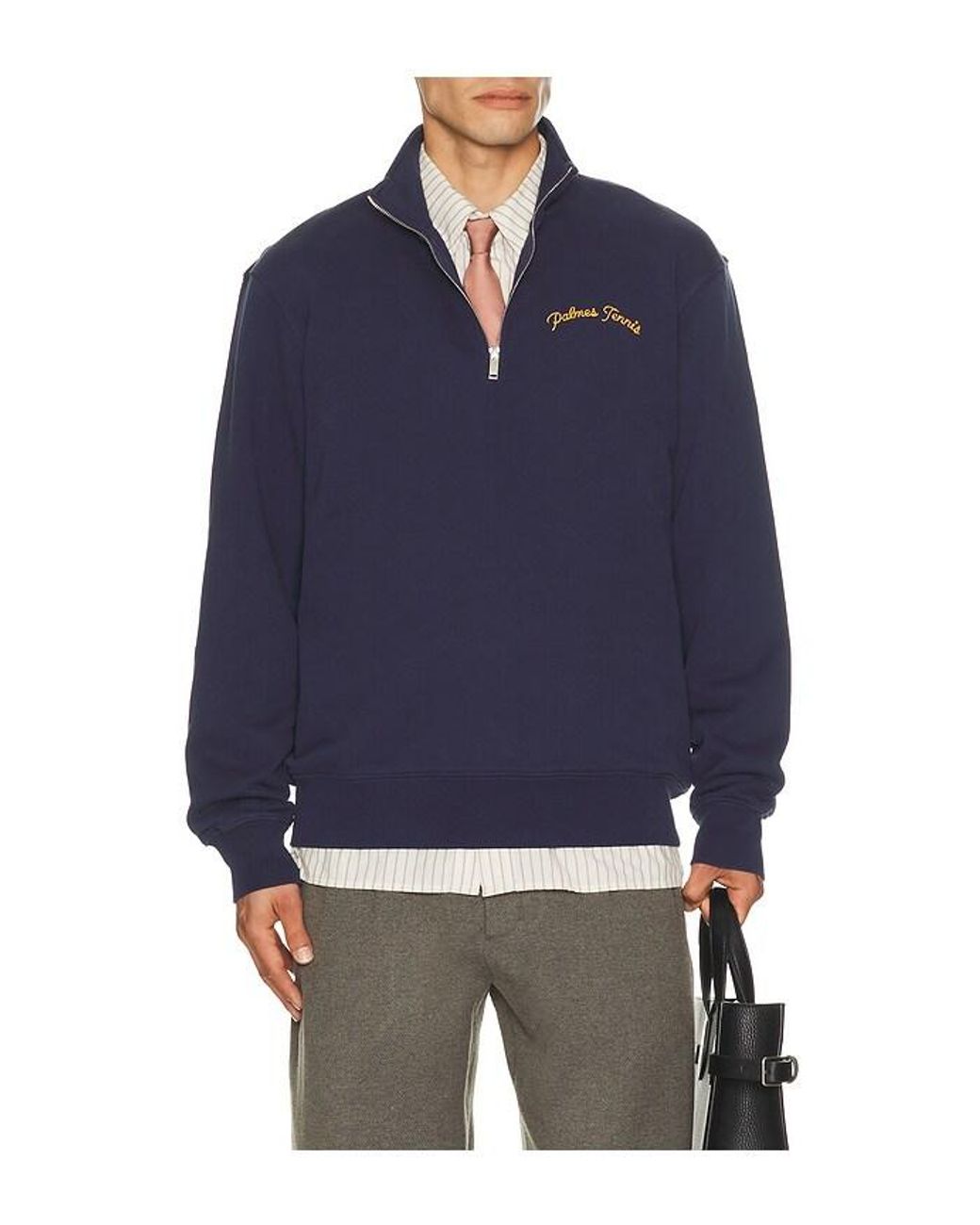 Palmes Blue Western Quarter-Zip Sweatshirt for men