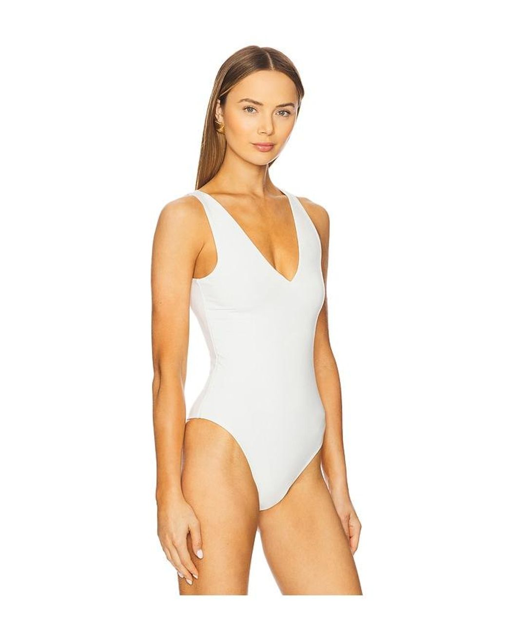 Sans Faff White Plunge V Bodysuit