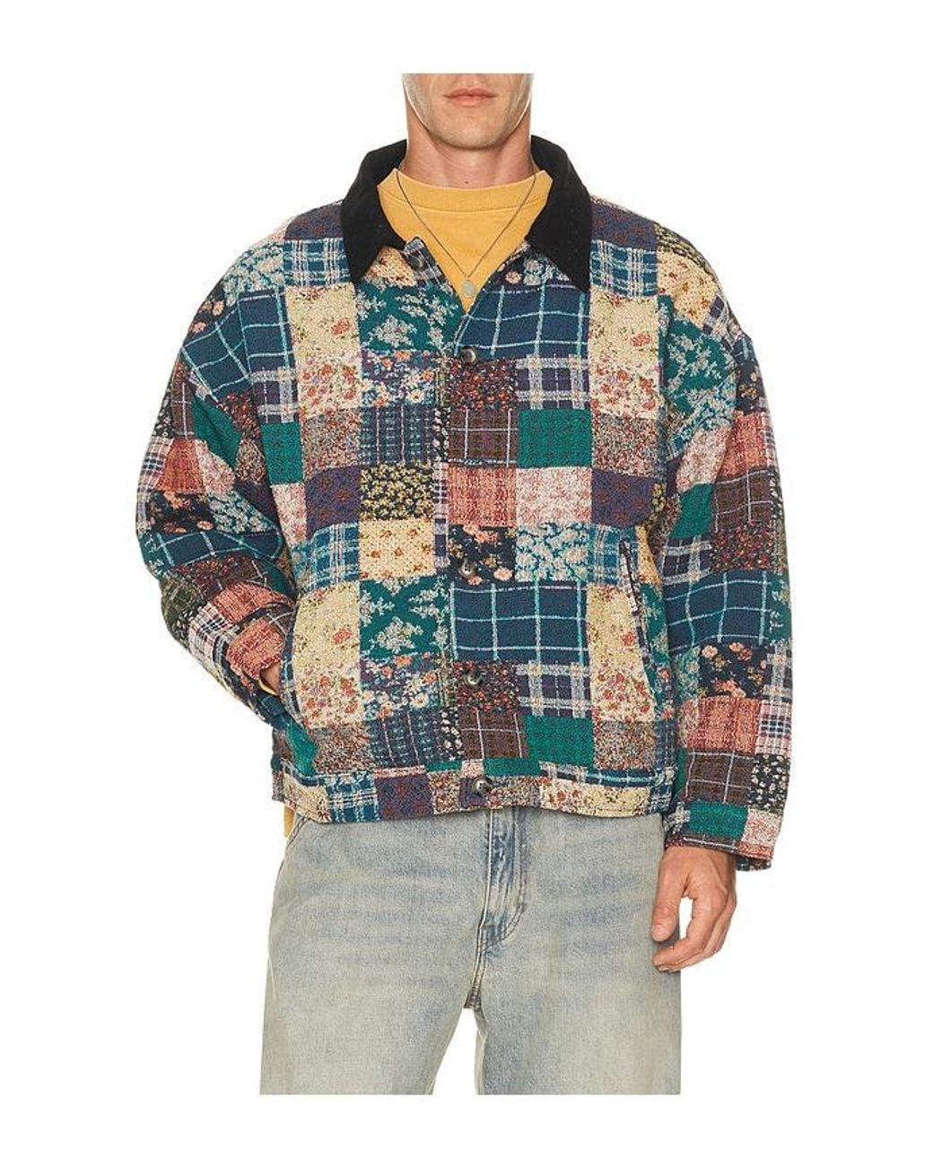 Ryoko Rain Blue Quilted Tapestry Work Jacket for men