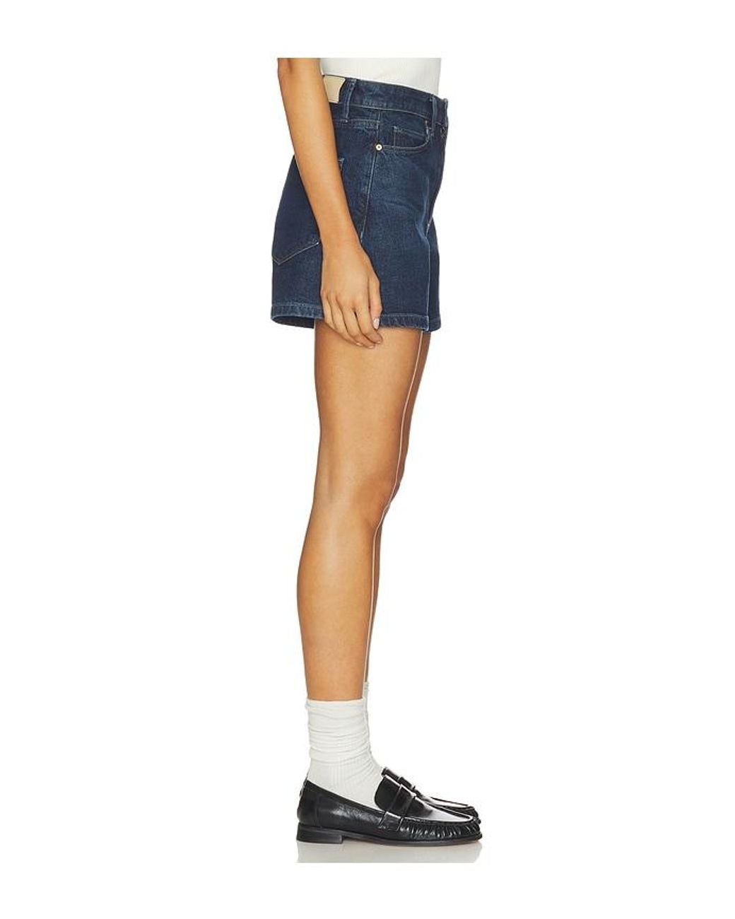 PAIGE Blue Dani Short Finished Hem Seamed Belt Loops Short