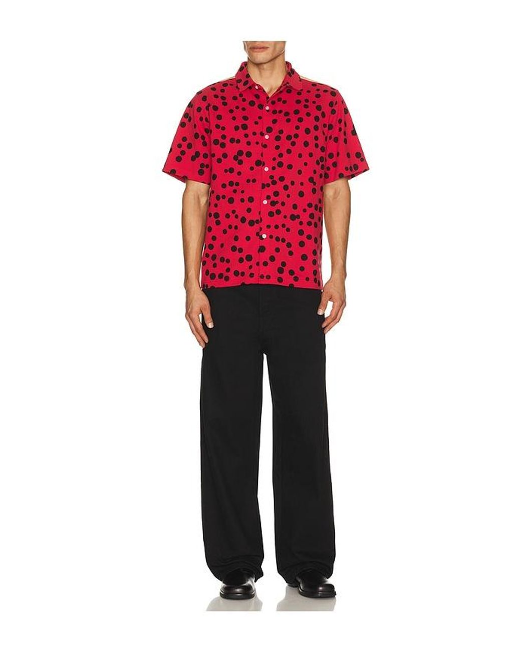 Pleasures Red Bug Eye Button Up Shirt for men