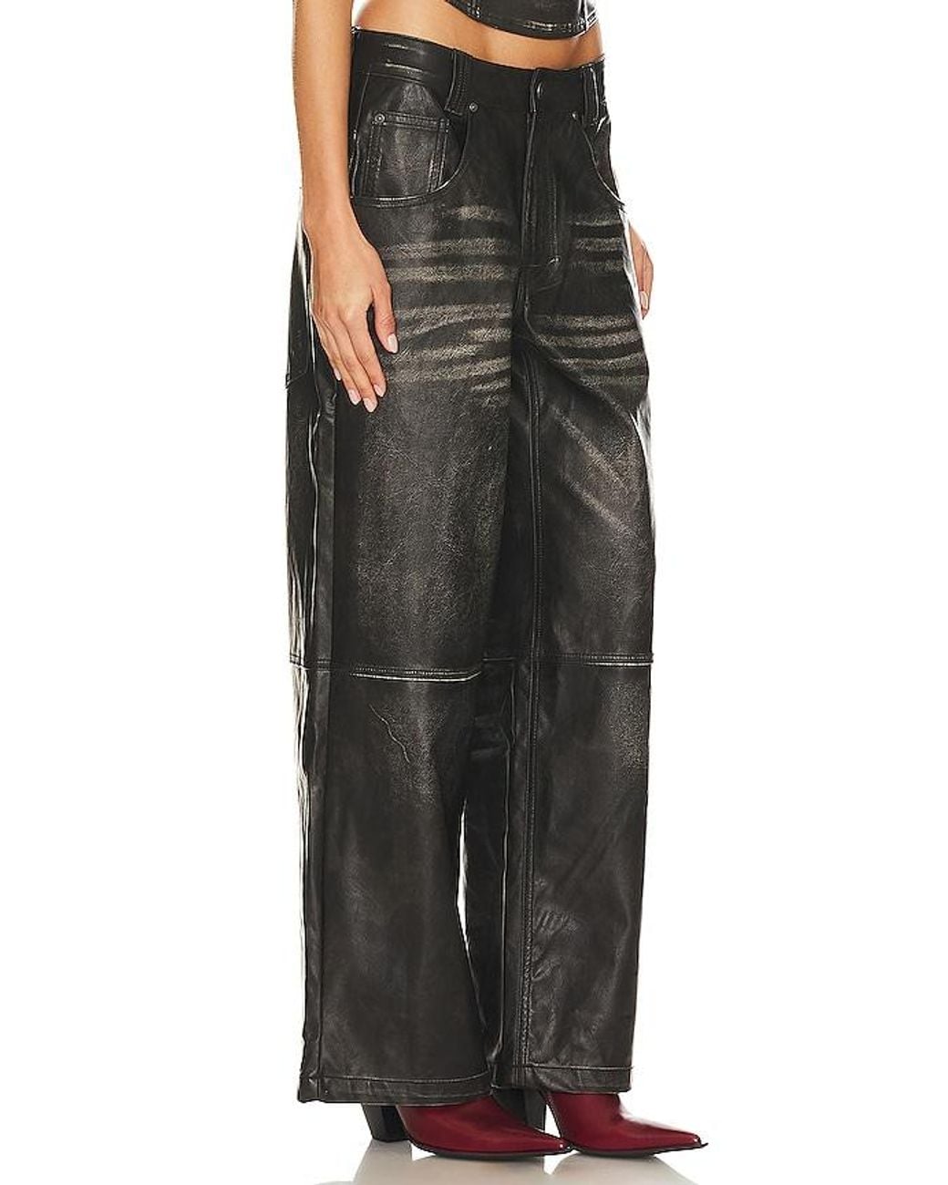 Jaded London Black Distressed Faux Leather Colossus Pant