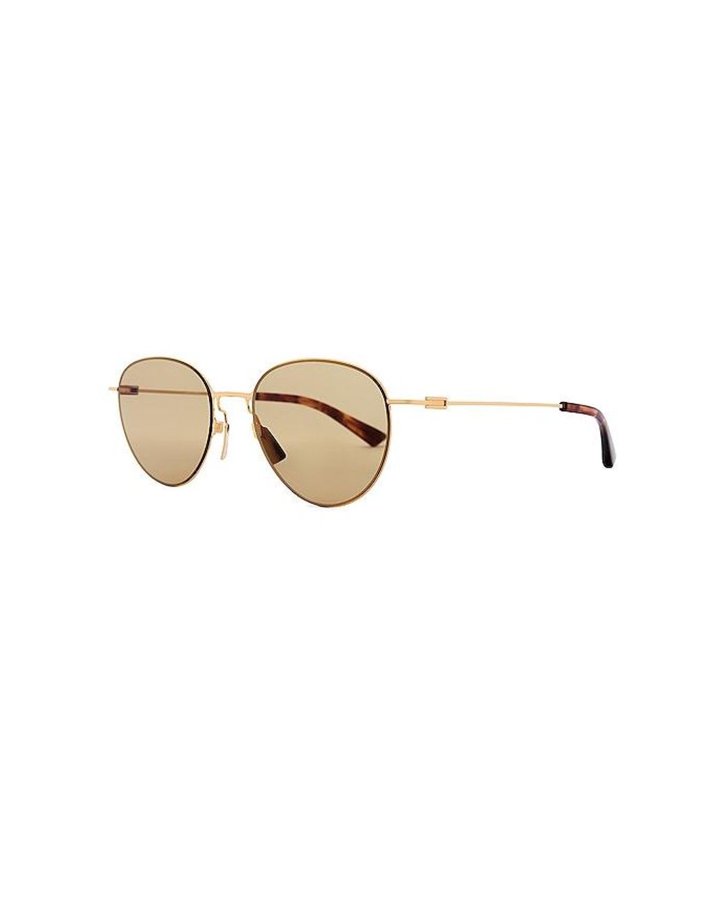 Bottega Veneta Metallic Thin Triangle Round Sunglasses