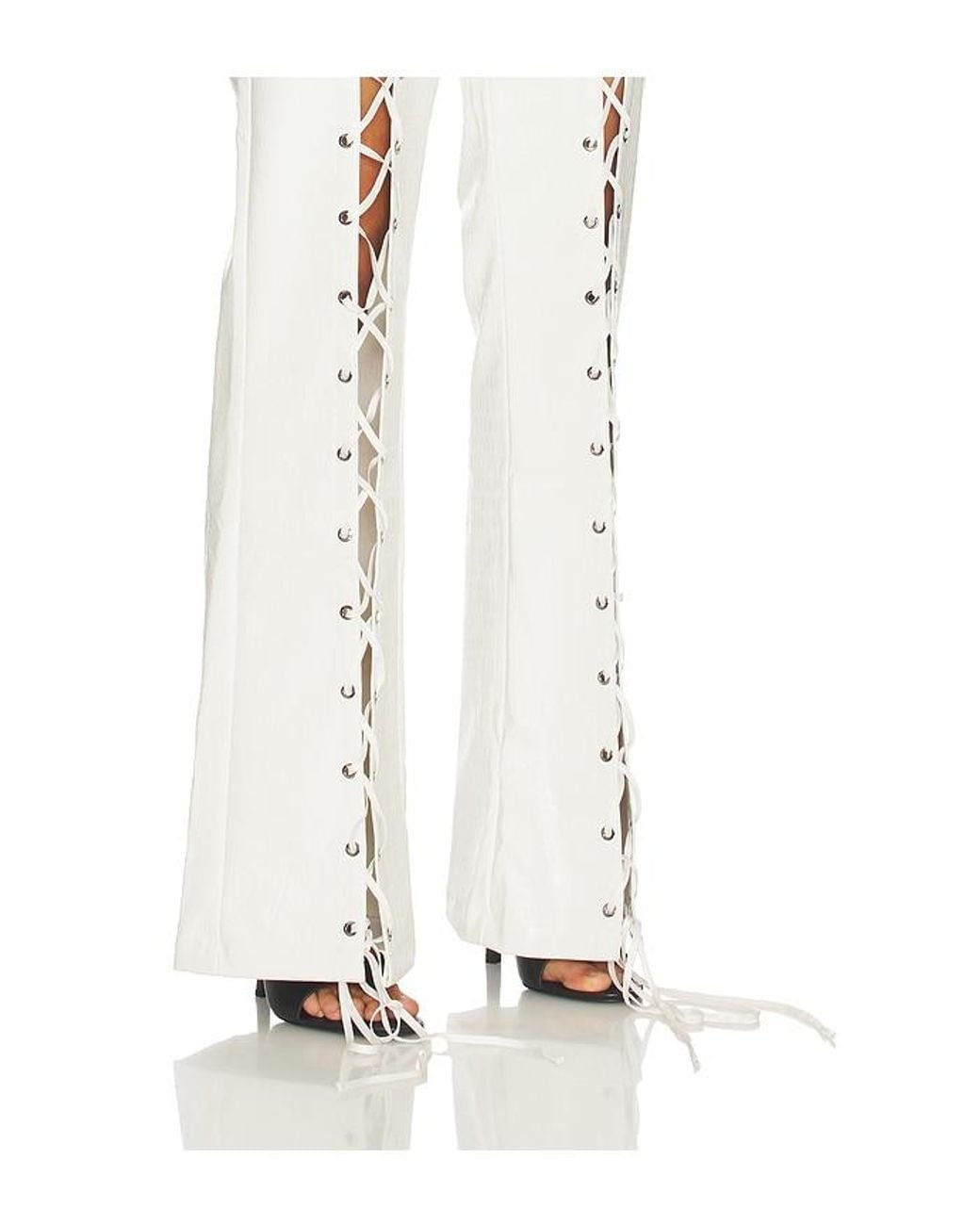 Kim Shui White Croc Lace Up Pant