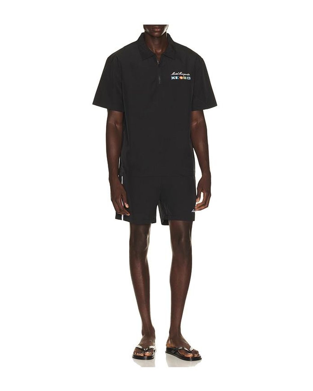 Motel Margarita Black Squal Quarter Zip Shirt for men