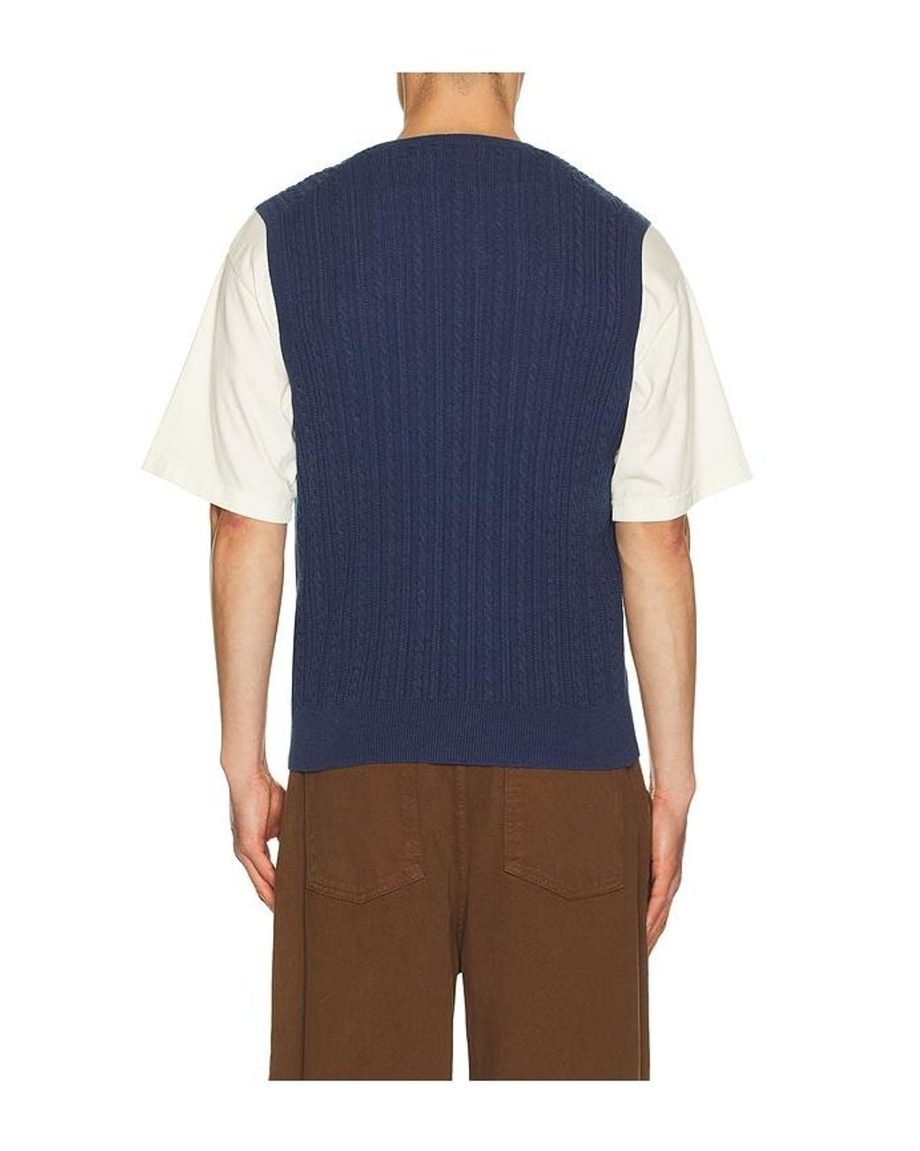 Polo Ralph Lauren Blue Sleeveless Featherweight Cable Knit V-Neck Sweater Vest for men