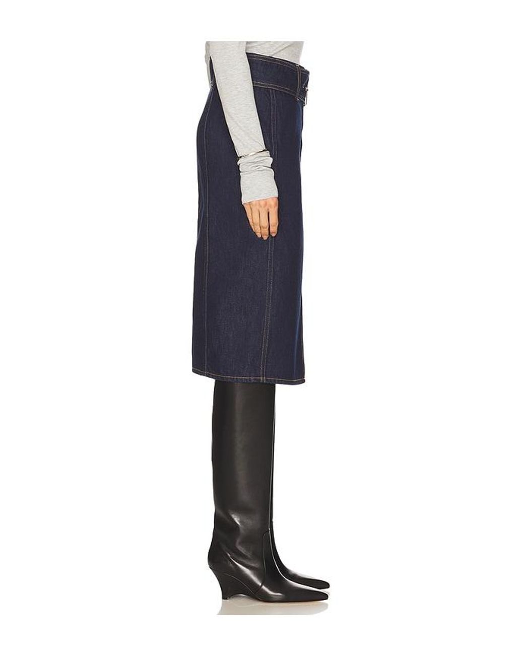 GRLFRND Blue Norma Midi Skirt
