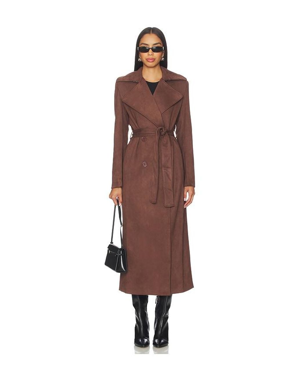 Bardot Brown Kira Faux Suede Trench Coat