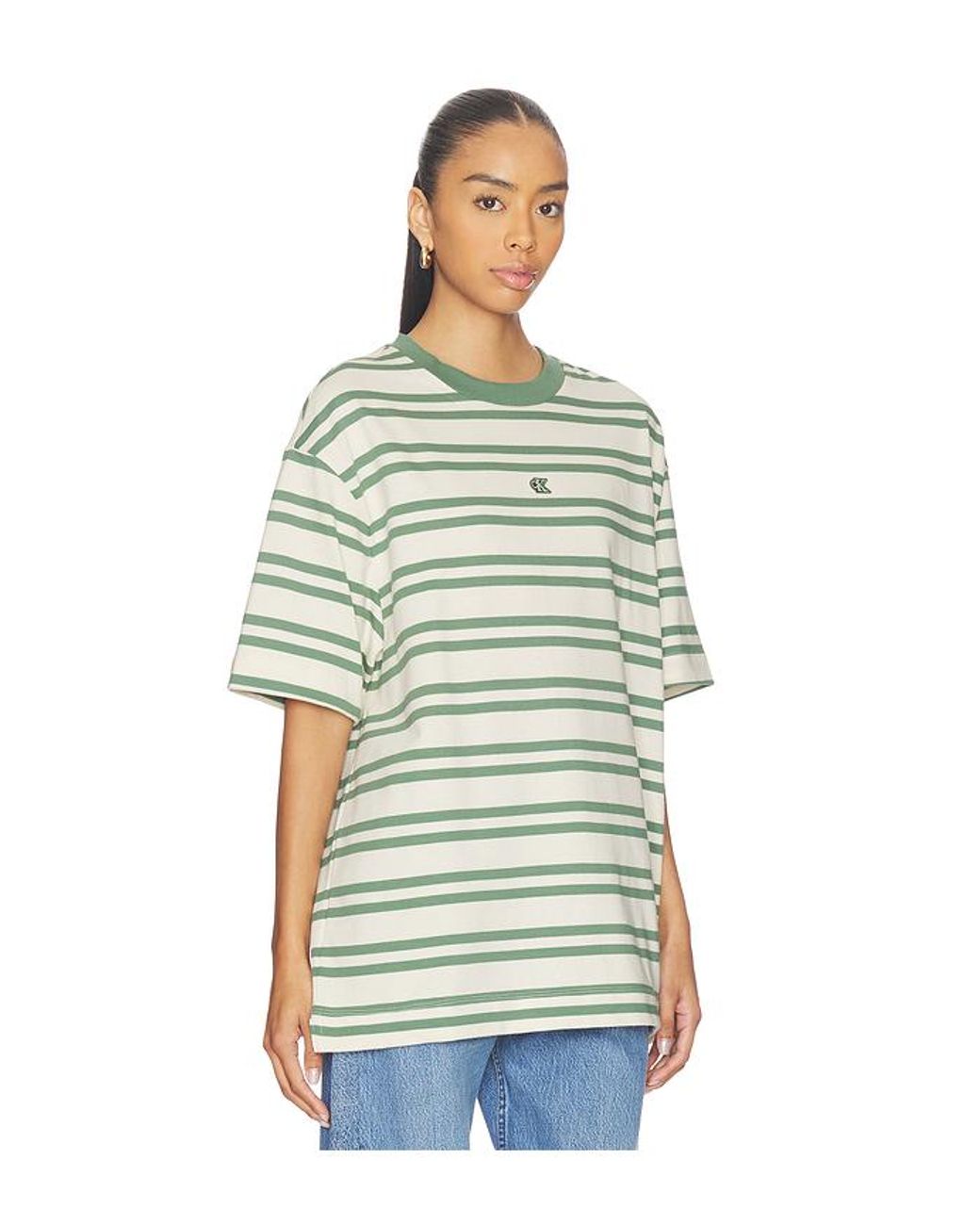 Calvin Klein Green Heavyweight Stripe Jersey Tee for men