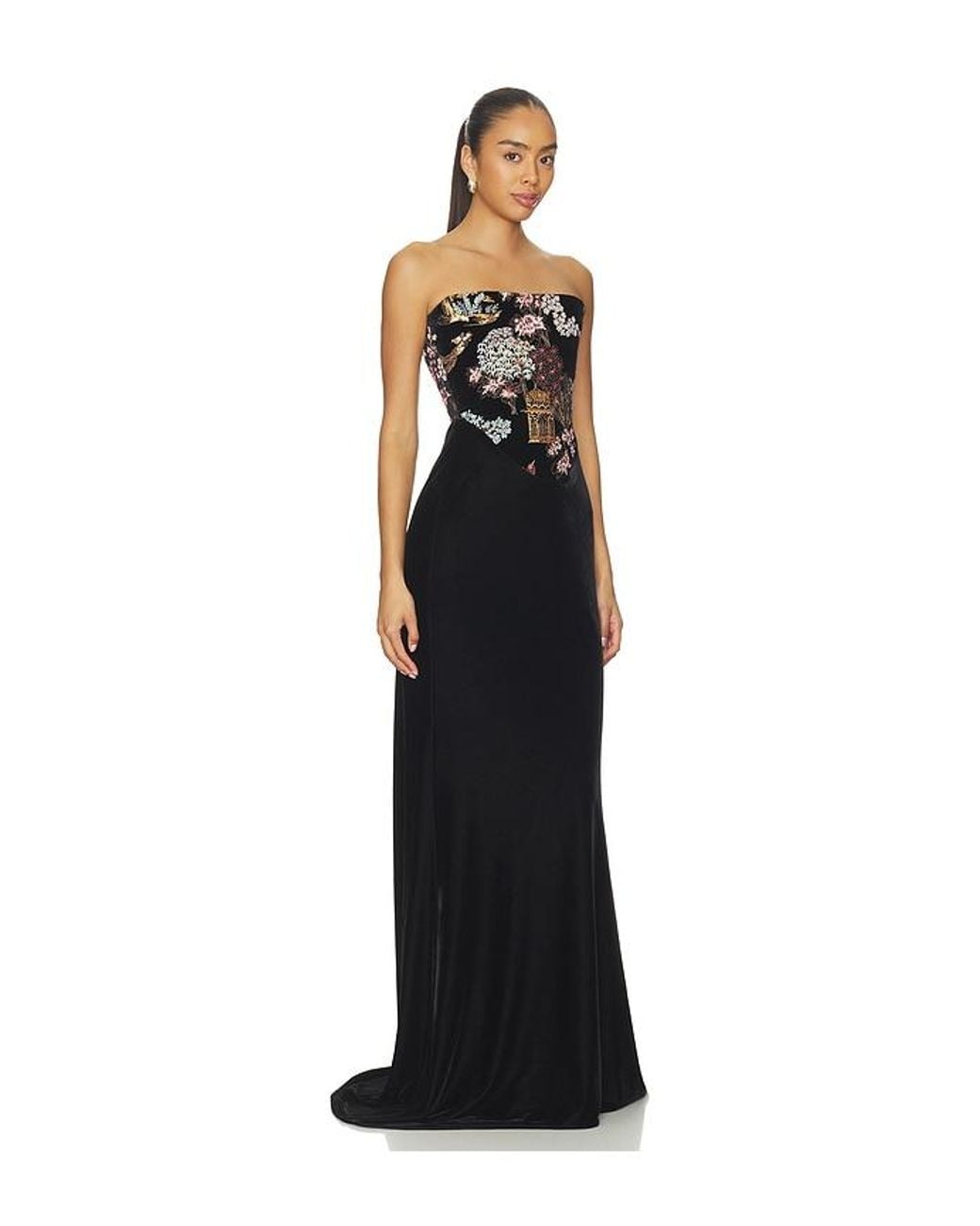 SAU LEE Black Velvet Gown