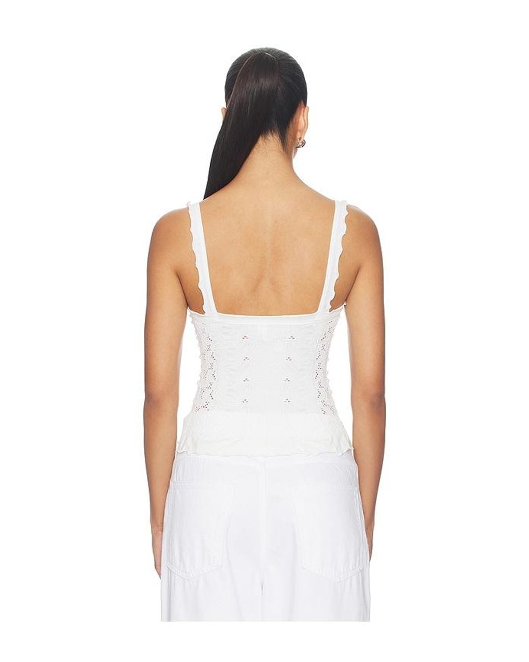 Free People White X Revolve X Revolve So Soft Femme Square Neck Cami