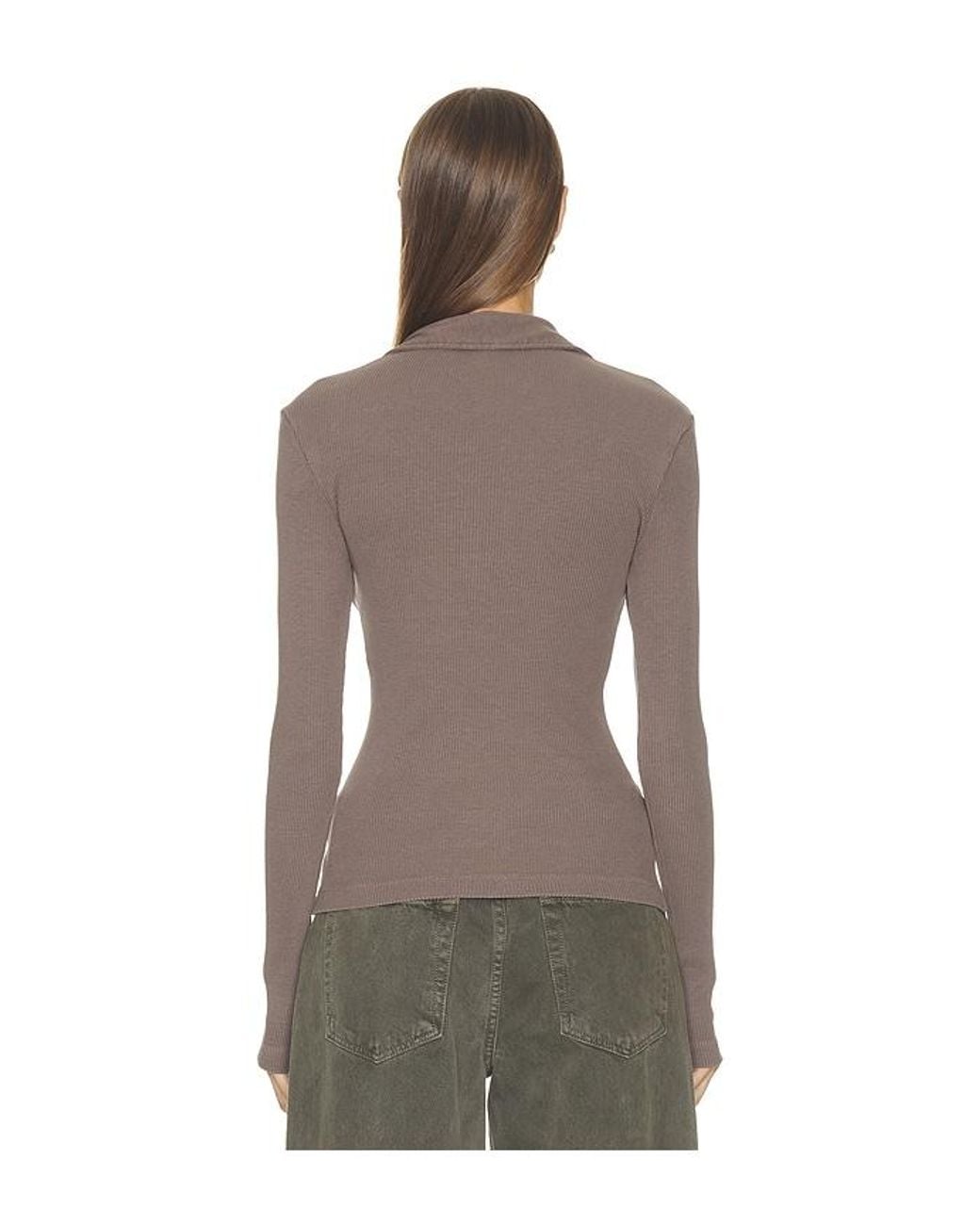 Agolde Brown Amica Zip Polo Shirt