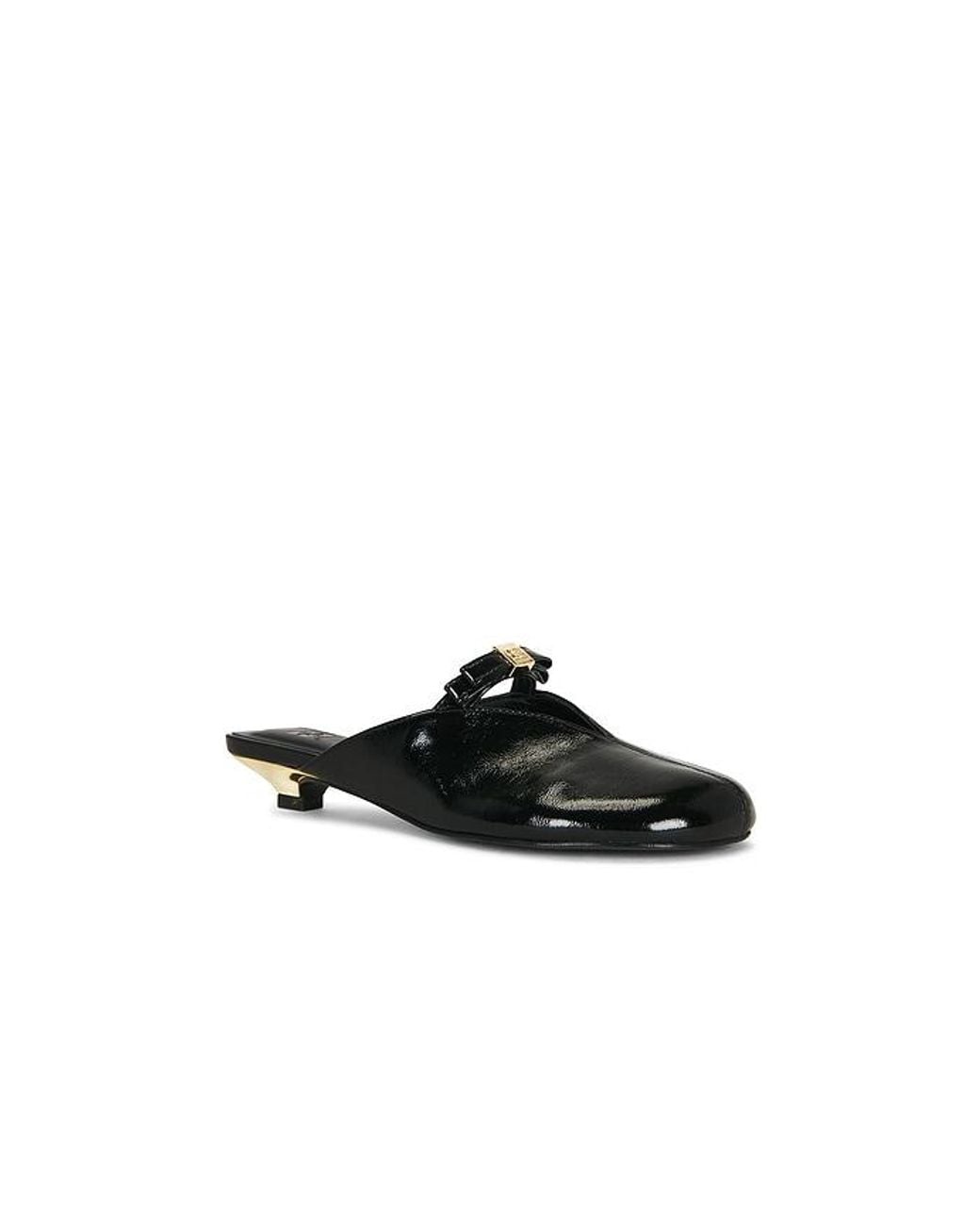 Ganni Black Sue Bow Kitten Heel Deep Shine