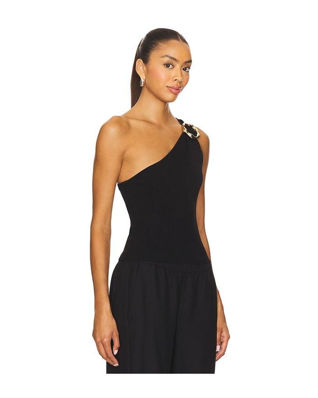 Jonathan Simkhai Black Fenix One Shoulder Top