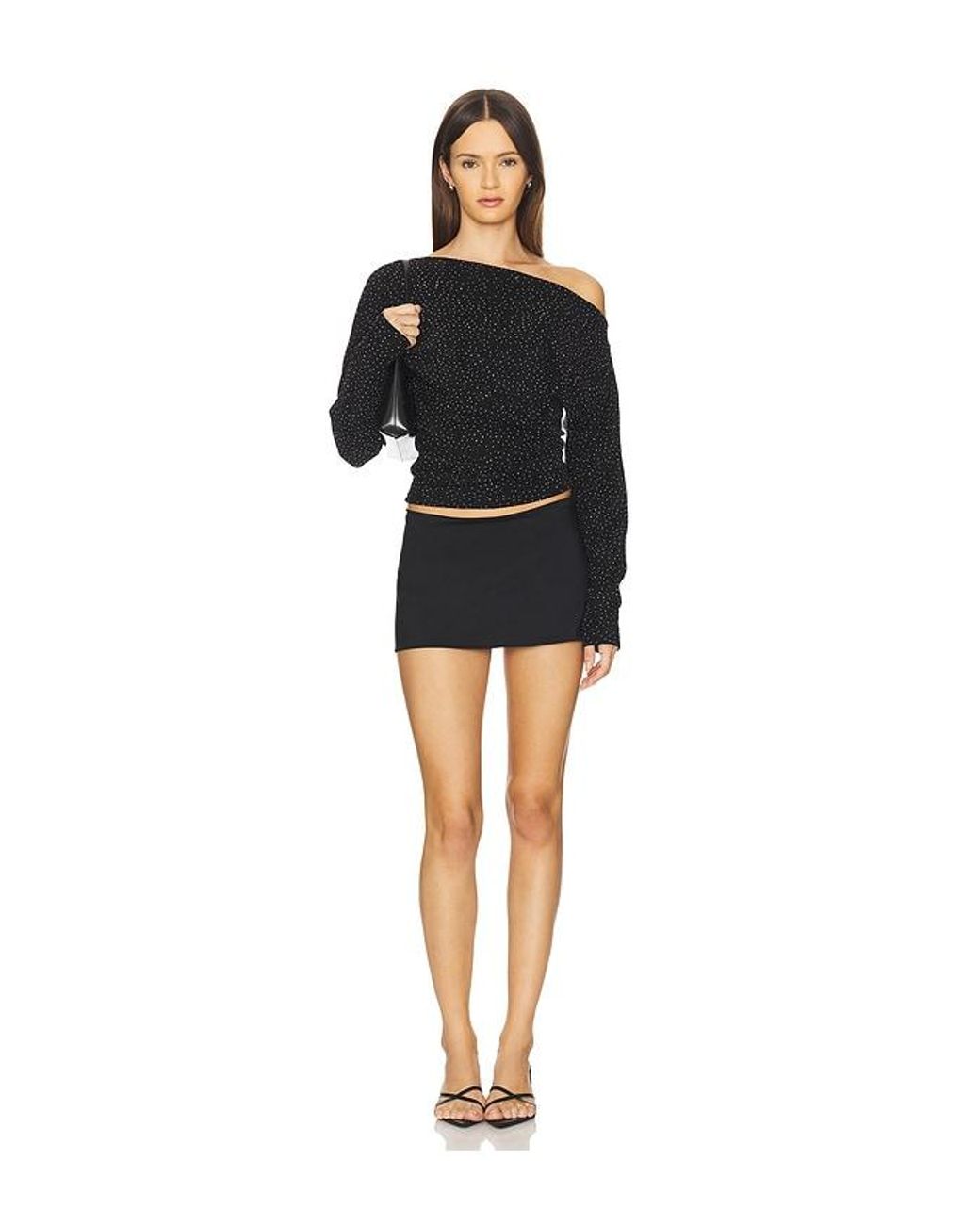 LNA Black Odette Studded Top