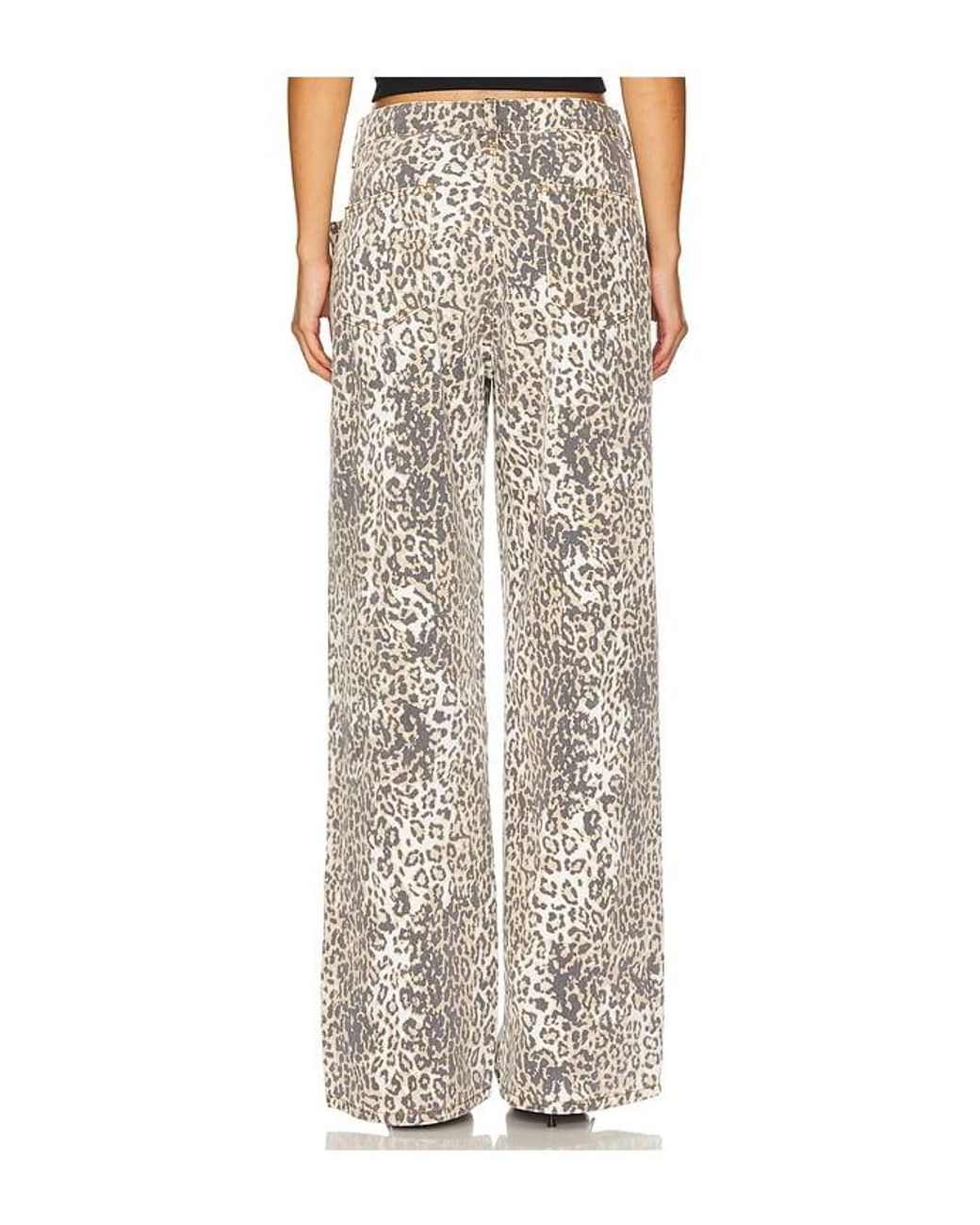 Lioness White Rigid Leopard Print Boyfriend Jeans