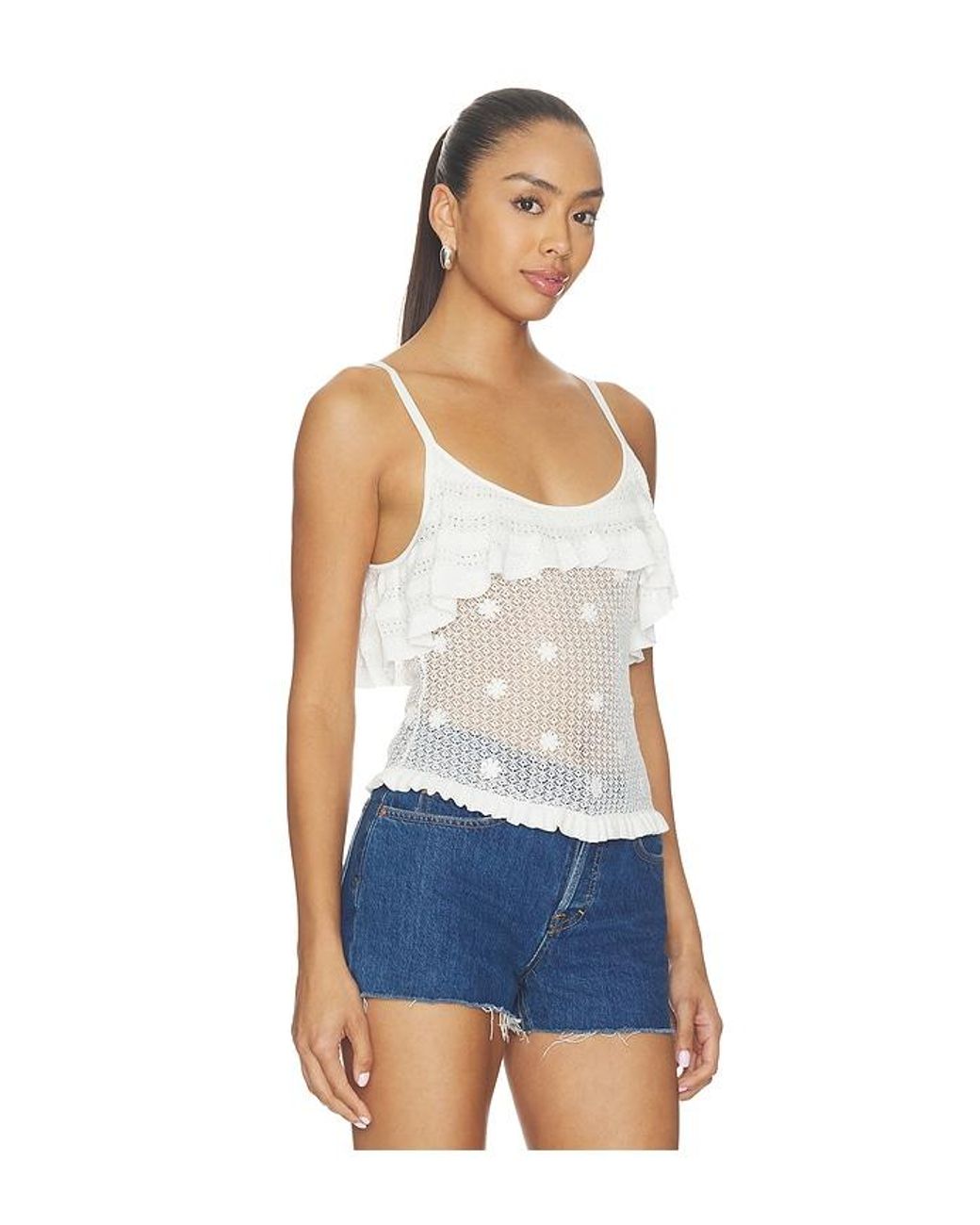 Lovers + Friends Blue Madalena Floral Embellished Tank
