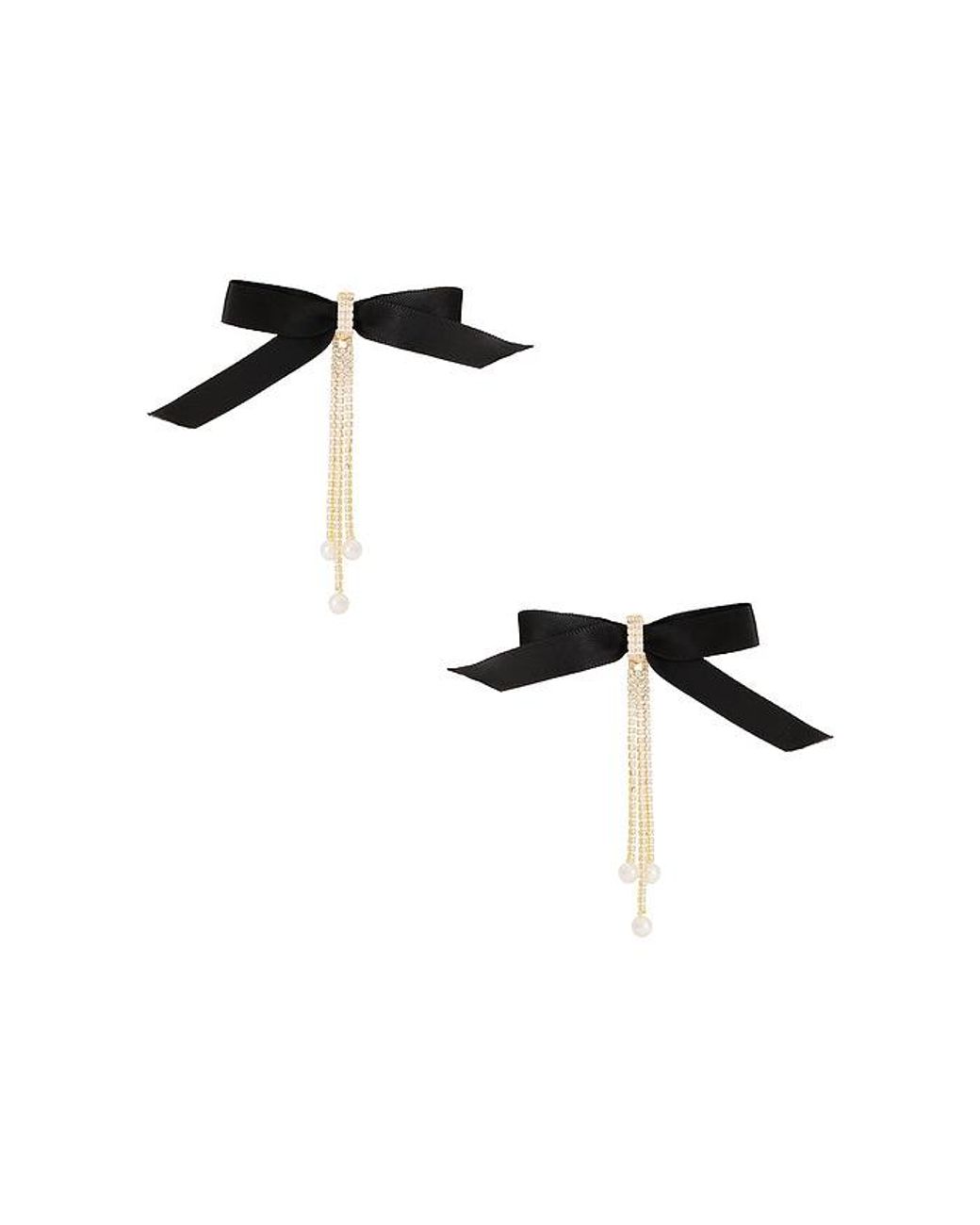 Ettika Black Velvet Bow Crystal Chain Earrings
