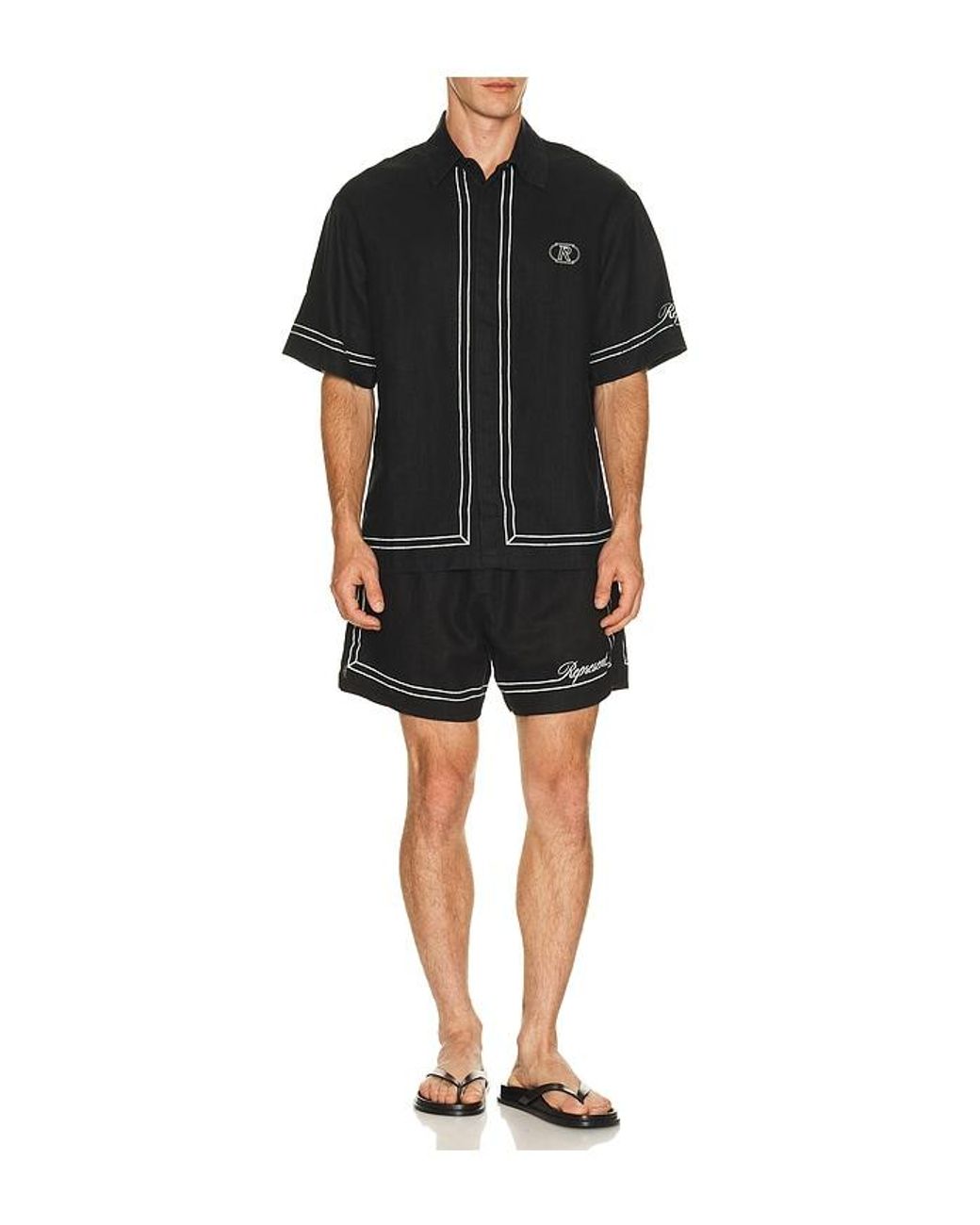 Represent Black Border Short for men