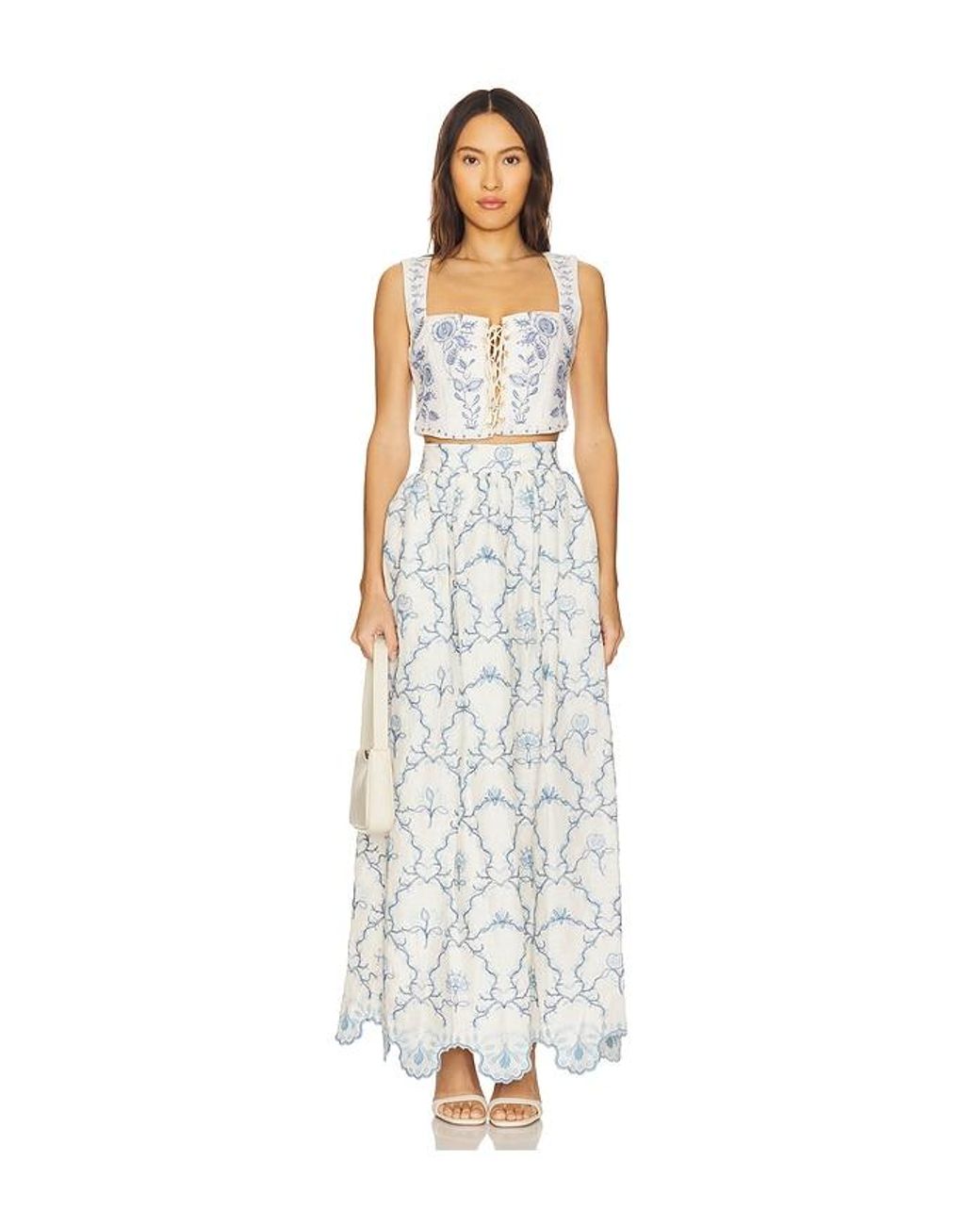 Agua Bendita White Tangelo Maxi Skirt