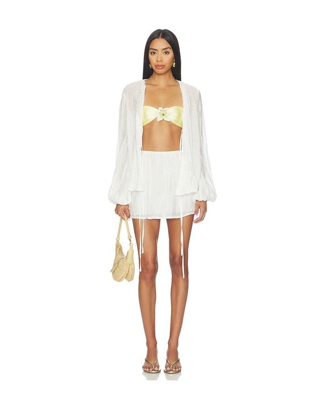 SNDY'S White Brandi Crinkle Tie Top