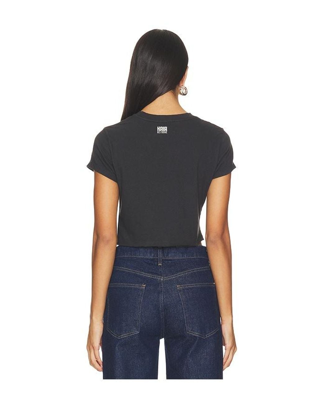 Re/done Black Cropped 60S Slim Tee Local Celeb