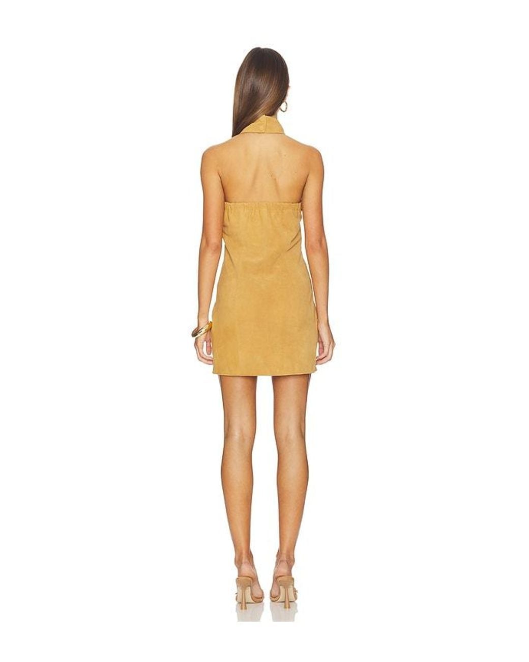 AEXAE Multicolor Leather Suede Mini Halter Dress