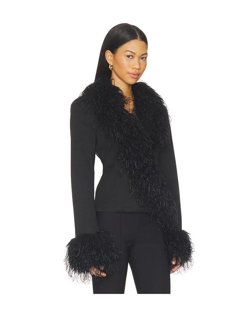 OW Collection Black Remy Faux Fur Jacket